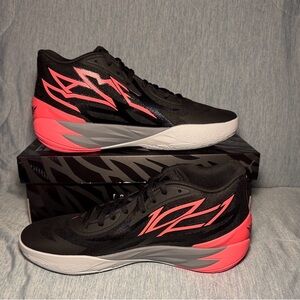Men’s Puma LaMelo Ball MB .02 Basketball Black/Orange Sunset Glow 10.5